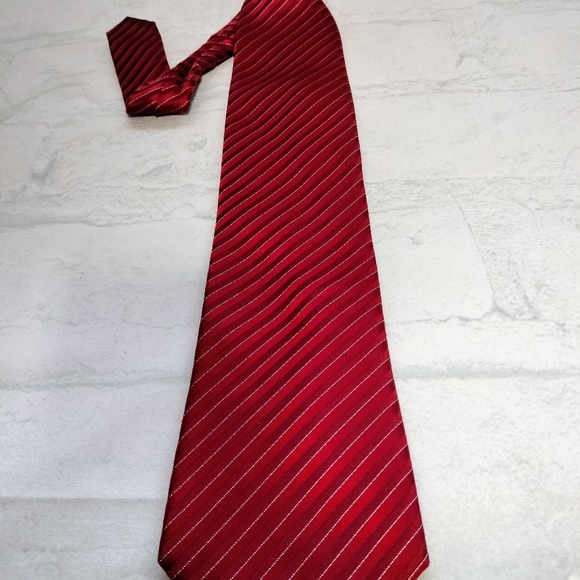 Sean John Men's Silk Necktie Tie Red Striped Formal Business Wear - Picture 10 of 13